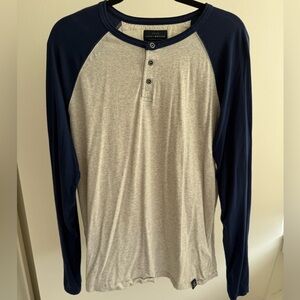 Lucky Brand Navy Raglan Sleeve Henley with Light Gray Body